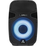 LAMAX Difuzor Bluetooth LAMAX PartyBoomBox500, autonomie baterie de pana la 24 de ore, BT 5.0, card SD, AUX, intrare USB, TWS, rezistenta la apa IP54, iluminare LED, radio FM, microfon, Telecomanda, LAMAX