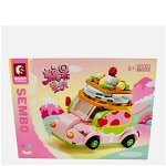 Joc de constructie pentru fetite, 20x15cm, “sembo” mașina de înghețată, 156 pcs, +6ani, 