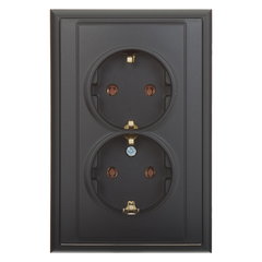 Priza dubla Tem Schuko Luna, interior, negru mat, Mathaus