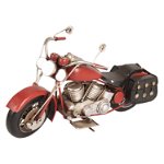 Macheta motocicleta retro metal rosie 28 cm x 10 cm x 14 cm, Decorer