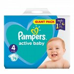Scutece Pampers Active Baby 4 Giant Pack, 76 buc/pachet