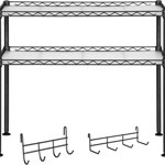 Raft cu 2 nivele pentru cuptor cu microunde Songmics, negru/alb, metal/plastic, 60 x 52 x 30 cm