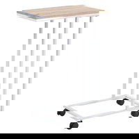 Masuta laterala cu role, Natur/Alb, 40 x 30 x 65/70 cm