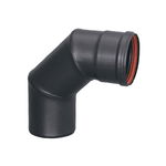 Cot pentru evacuare gaze arse, Fornello, otel negru pentru centrale si termoseminee pe peleti, diametru 80 mm, etansare cu garnitura, 90 grade, Fornello