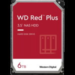 HDD NAS WD Red Plus 6TB CMR, 3.5'', 256MB, 5400 RPM, SATA 6Gbps, TBW: 180, Western Digital