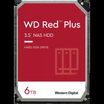 HDD NAS WD Red Plus 6TB CMR, 3.5'', 256MB, 5400 RPM, SATA 6Gbps, TBW: 180, Western Digital