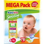 Scutece Babylino Sensitive Megapack Maxi 4, 78 buc