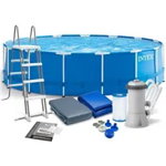 Frame Pool Set Rondo, 457 x 122cm, swimming pool (dark blue/white, cartridge filter system ECO 638R), Intex