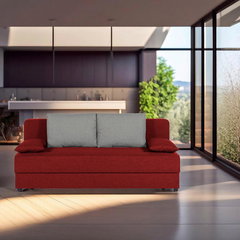 Canapea Extensibilă, textil, material pe bază de lemn, roșu, P & B