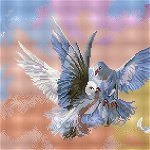 Goblen cu diamante - Porumbei albi | Acuarello, Acuarello