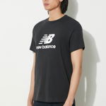 New Balance tricou din bumbac Sport Essentials barbati, culoarea negru, cu imprimeu, MT41502BK, New Balance