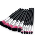 Set de 10 Pensule Profesionale Top Quality Kabuki Lilyz, Black Pink