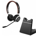 Casti Stereo Jabra Evolve 65+ UC, Bluetooth, Microfon (Negru)