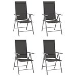vidaXL Сгъваеми градински столове, 4 бр, Textilene, черни, vidaXL