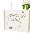 Suport router wireless pentru mascare fire si echipament WI-FI, 24x20 cm, pisicuta, alb, oem