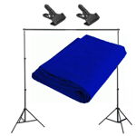 Kit pentru suport fundal studio foto 220cm si fundal albastru 3x6m, Generic