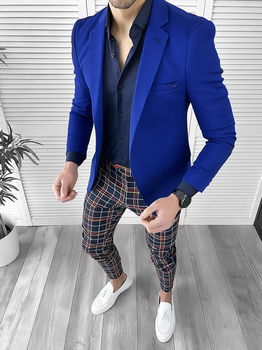 Sacou barbati slim fit albastru 10127 E 58-1 ~, 
