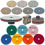 Set 12 dischete diamantate slefuire granulatie 50, 100, 200, 400, 800, 1000, 2000, 3000, 5000, 6000, Axroad Mall, Rezistent la uzura, 5000 rpm, Pentru granit, beton, marmura, piatra, gresie, Pulbere de diamant/pulbere de rasina, 16*100*3mm, Multicolor