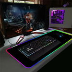 Mouse Pad gaming cu iluminare led RGB 80 x 30 negru, Hassan