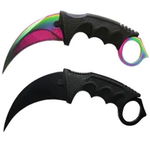 Set Cutit Briceag Karambit CS:GO, Black,negru, plus teaca si snur + Cutit Briceag Karambit CS:GO, multicolor,fade, plus teaca si snur, IdeallStore