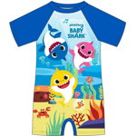 Costum de baie UV cu maneci scurte si fermoar Baby Shark