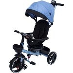 Tricicleta Pliabila pentru Copii KidsCare Impera Albastru cu Scaun rotativ, Copertina de soare, Maner pentru Parinti, KidsCare