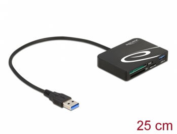 Cititor de carduri USB 3.2 Gen1-A la XQD/SD/Micro SD + USB-A, Delock 91756, Delock