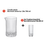 Pachet Carafa sticla Bormioli America '20s 790 ml + Set 12 pahare long drink Bormioli America '20s 400 ml, Bormioli Rocco