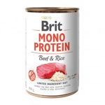 Brit Mono Protein, Vită cu Orez brun, Conservă hrană umedă monoproteică conținut redus cereale câini, (pate), 400g, Brit