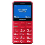 Panasonic Telefon mobil Panasonic KX-TU155 EXRN Single SIM, 2G, pentru seniori, buton SOS, Rosu, Panasonic
