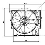 Ventilator radiator (cu carcasa) potrivit BMW Seria 1 (E82), 1 (E88), 3 (E90), 3 (E91), 3 (E92), 3 (E93), X1 (E84), Z4 (E89) 1.6-3.0D 03.06-08.16, NRF