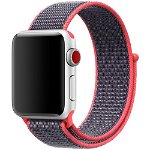 Curea pentru Apple Watch 40mm iUni Woven Strap, Nylon Sport, Purple-Electric Pink