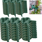 Set de 60 clipsuri pentru plante Funrelaxer, plastic, verde, 6 x 4,5 cm / 3 x 4,5 cm