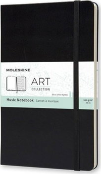 Note Moleskine MOLESKINE muzica L, 13x21cm, în doage, copertă cartonată, 192 pagini, negru, Moleskine