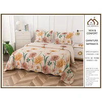Set Cuvertura de Pat din Bumbac, 3 Piese cu Model - PIT199, Inovius