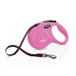 Flexi New Classic, M Tape, lesa retractabila, 5m, roz, Flexi