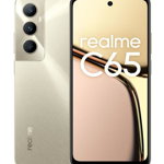 Telefon Mobil Realme C65, Procesor Mediatek Helio G85 Octa Core, IPS LCD 6.67inch, 8GB RAM, 256GB Flash, Camera Duala 50 + 2 MP, Wi-Fi, 4G, Dual SIM, Android (Auriu), Realme