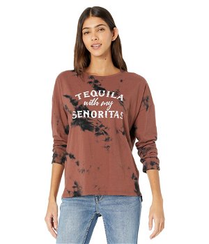 Imbracaminte Femei Rock and Roll Cowgirl Tequila with My Senoritas Tie-Dye Tee 48T2368 Black, Rock and Roll Cowgirl