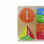 Puzzle educativ din lemn cu numere, 10 piese, multicolor,coordonare mana- ochi, Scorpions Market