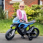 Motoreta Jucarie HOMCOM Suspensie Dubla Muzica si Lumini pentru Copii de la 3 la 8 ani Albastru Deschis | Aosom RO, HOMCOM