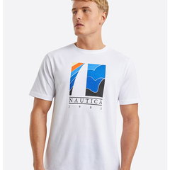 Nautica, Tricou regular fit cu logo Tyrian, Alb, S