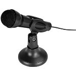 Microfon de Birou Media-Tech MICRO SFX de Inalta Calitate cu Buton On/Off, Filtrare Zgomot, Suport Birou, Design Mini, Negru, Media-Tech