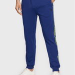 Guess, Pantaloni cu benzi logo laterale, pentru antrenament, Alb/Negru