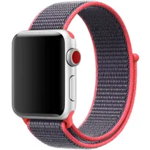 Curea iUni compatibila cu Apple Watch 1/2/3/4/5/6/7, 40mm, Nylon Sport, Woven Strap, Purple/Electric Pink