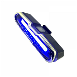 Lampa LED cu acumulator incarcare USB waterproof lumina Rosie si Albastra 5 moduri de iluminare pentru trotineta scuter bicicleta etc