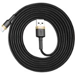 Cablu de Date USB la Lightning 1.5A, 2m Baseus Cafule (CALKLF-CV1) Gold Negru
