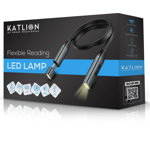 Lampa pentru citit, cu acumulator incorporat,Katlion,pozitionare pe gat cu 3 pozitii de luminare,3 nivele de intensitate, KATLION
