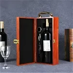 Set cutie de vin Wood Deluxe, Mindblower, Vinception, pentru 1 sticla, cu accesorii de vin incluse, lemn