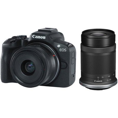 Canon Camera foto Canon EOS R50 + RF-S, 18-45mm, IS STM + RF-S, 55-210mm, IS STM, Negru, Canon