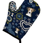 Caroline`s Treasures Carolines Comori BB5112OVMT Flori albastre Jack Russell Terrier Cuptor Mitt Albastru Large, 